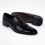 Pantofi barbati negri din piele naturala fara siret cu varf lacuit 818MODN
